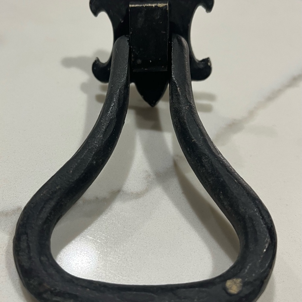 Cast iron door knocker and cast iron trivet heart candle holder